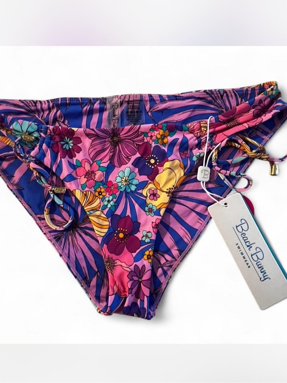 Beach Bunny Floral Bikini Bottoms in Pink, Purple & Teal. NWT, size medium.